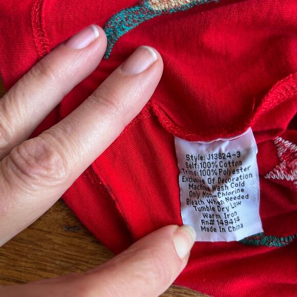 Johnny Was Averi Relaxed Red Tee 100% Cotton Botanical Embroidery Size Small - Picture 8 of 11